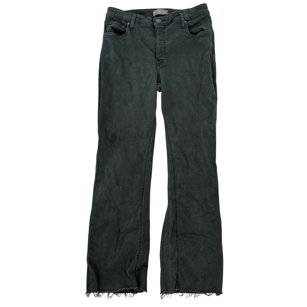 Kutโ from the Kloth Womens High Rise Flare Jeans Dark Green Raw Hem Size 4